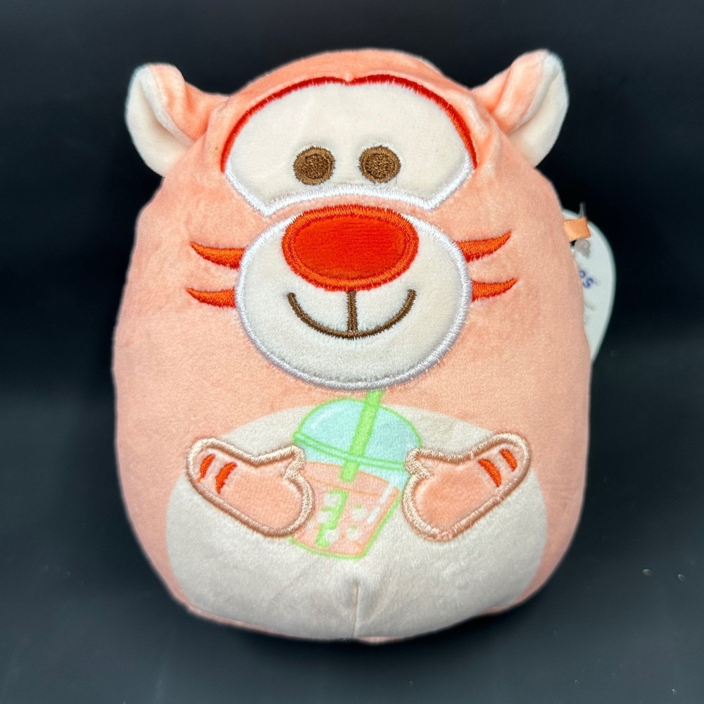 Squishmallows Tigger Disney Plush 5 Inch Orange Boba Tea NEW